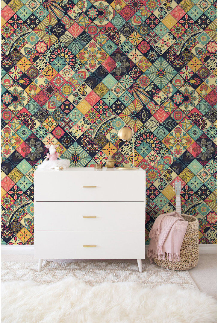 Latitude Vive Anly Matte Mural Pink/Blue/Yellow 250 x 250cm