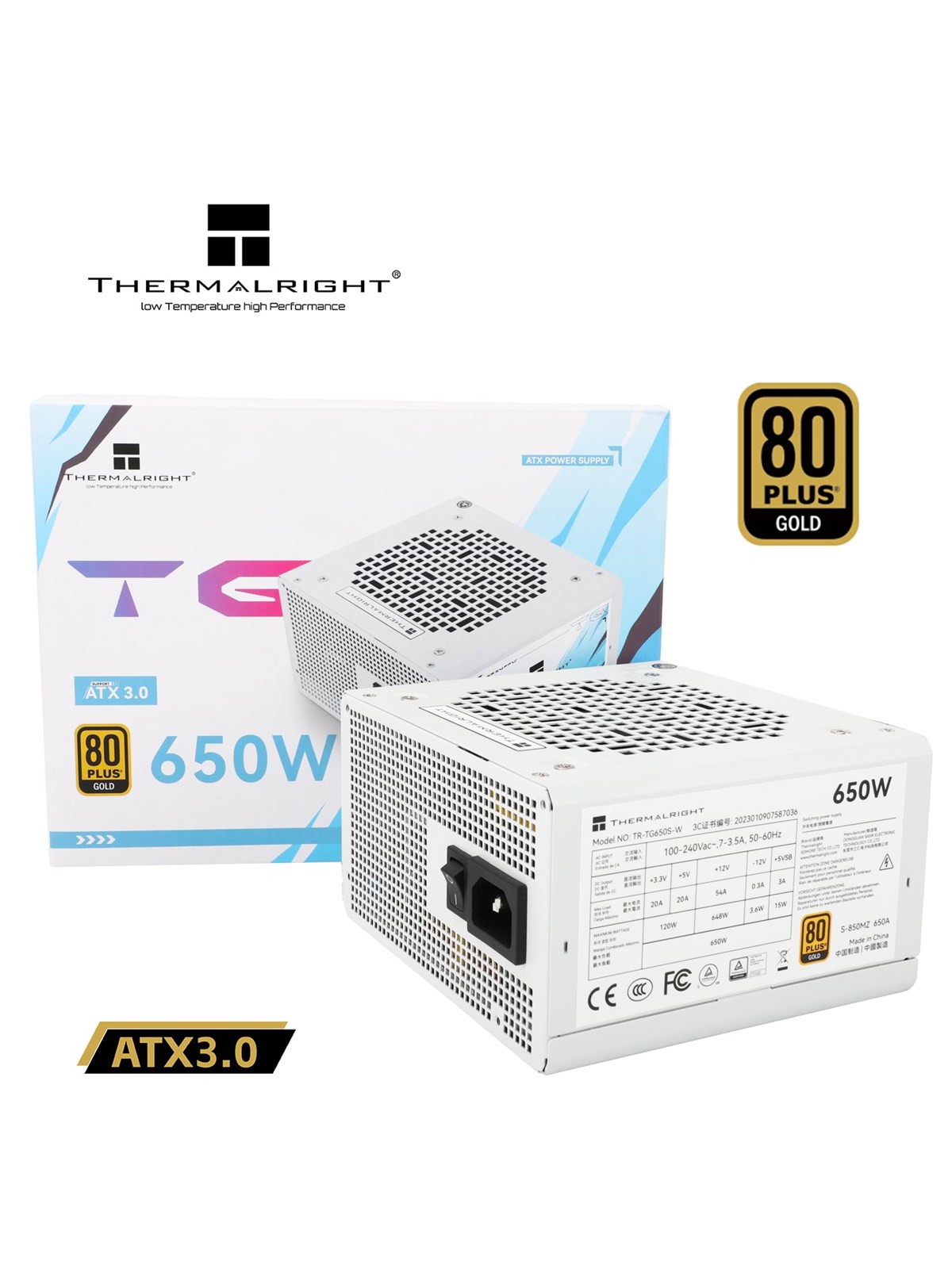 Thermalright TG S (Non-Modular) Weiß - Netzteile - 650 Watt - 120 mm - ATX 3.0 - 80 Plus Gold zertifiziert