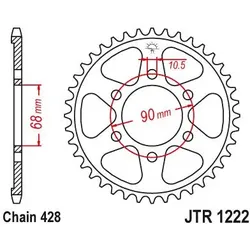 JT, Motorrad Zubehör, KETTENRAD 4733 48 HONDA CB 125R '18-'21 (473348JT) (KETTE 428)