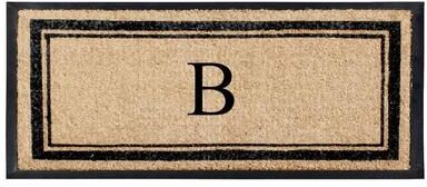 A1 Home Collections Natural Coir and Non Slip Rubber Front Door Mat Thin Profile Large Monogrammed Doormat
