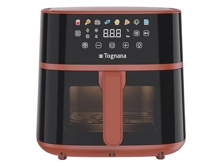 Tognana Iridea Luftfritteuse 6L, Doppelwiderstand, Digitalanzeige, Timer, 80-200°C, Fenster, 1700W, Apfelrot