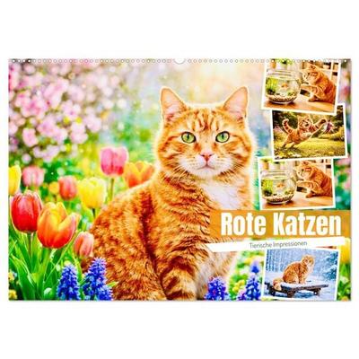 Rote Katzen (Wandkalender 2027 DIN A2 quer), CALVENDO Monatskalender
