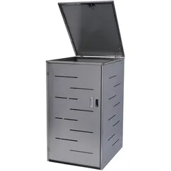 Mülltonnenverkleidung MCW-E83, Mülltonnenbox Mülltonnenabdeckung, erweiterbar 117x66x80cm ~ Edelstahl 30kg
