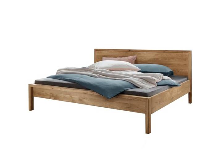 Lomadox Bett mit Holzkopfteil Bettgestell 180x200 cm, Doppelbett Ehebett Jugendbett Gästebett Einzelbett Eiche massiv