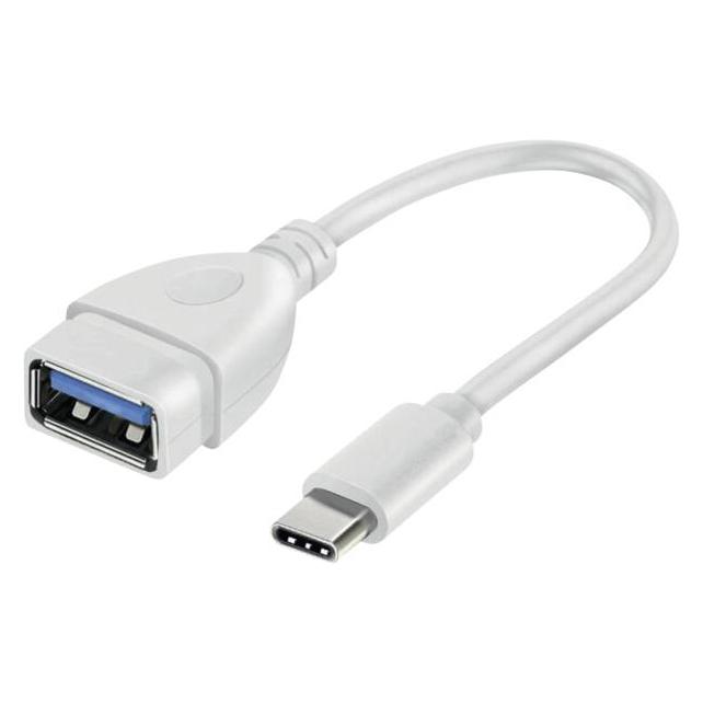 Vivanco USB-C-Buchsenadapter auf USB-A 3.0-Anschluss - Weiss (0.10 m, USB 3.2 Gen 1) (VVITUSBTY3FM01W)