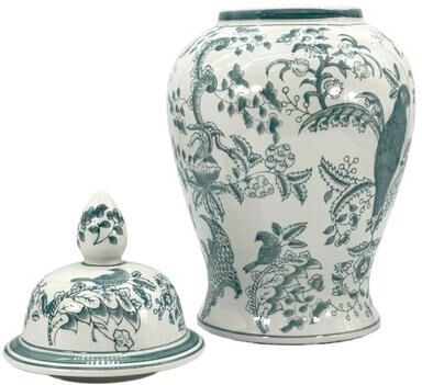 Galt International "Blue & White Chinoiserie Ceramic Jar 18"""