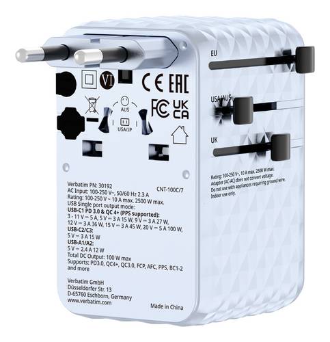 Verbatim 30192 Reiseadapter Charge 'n' Travel