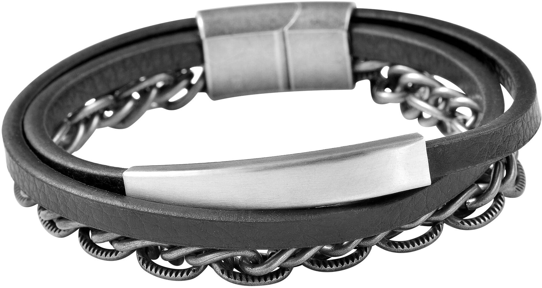 Lederarmband ADELIA´S "Unisex Armband ¿ Lederarmband aus Leder 19 cm" Gr. 19, schwarz, Armbänder, Kinder, Blacklist, Lederarmband