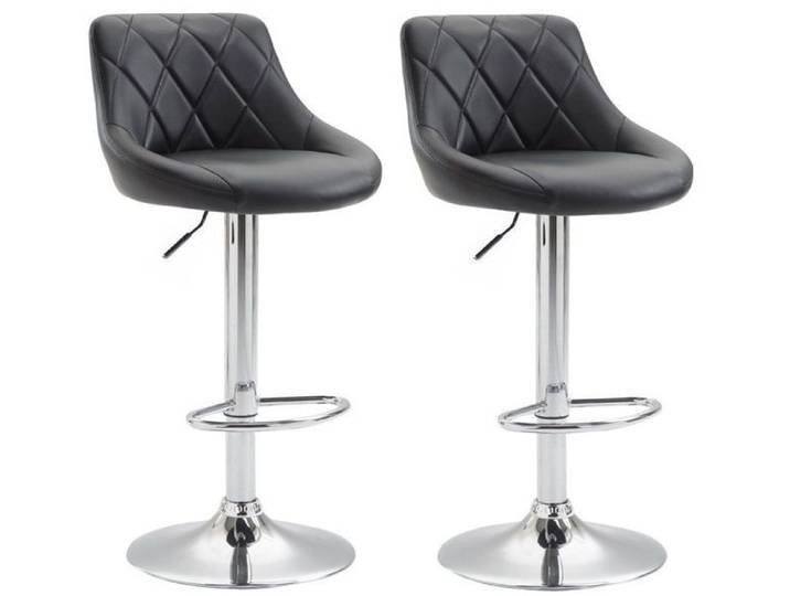 2x Tabourets de bar en synthetique noir pivotant avec repose pieds TDB10085