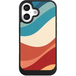 Nivocase Hülle für Apple iPhone 16 Handyhülle NIVOcore Case Schwarz Farbe Farbverlauf Welle (Apple iPhone 16), Smartphone Hülle, Schwarz