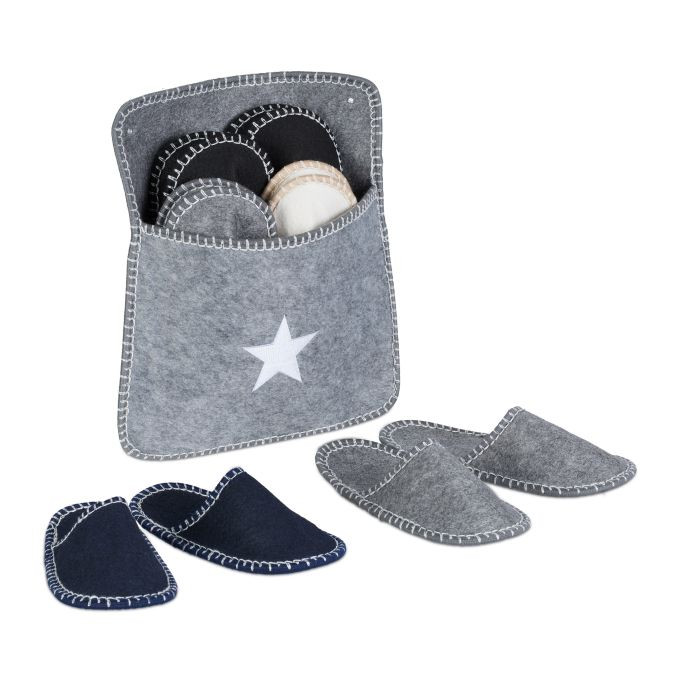 Relaxdays Gastenpantoffels van vilt, 6 paar