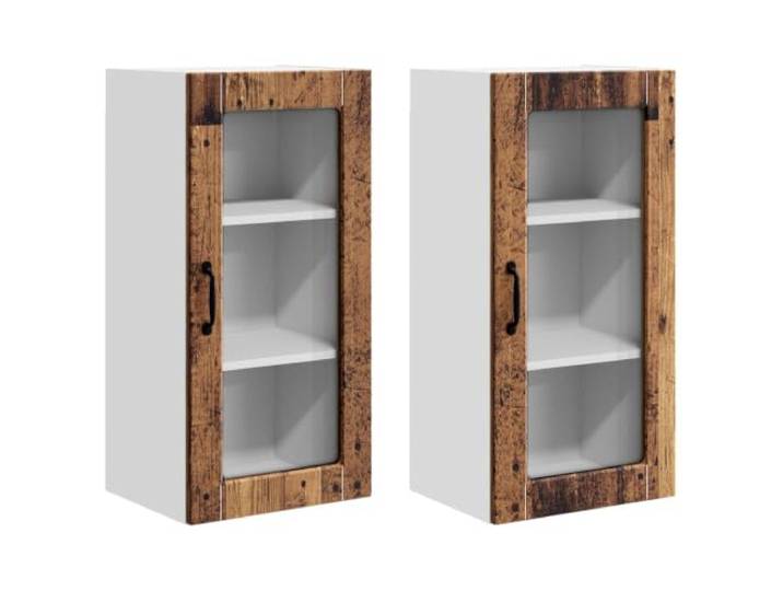 IBUQDDV Wandglas-Schrank Lucca 2 STK. Altholz Holzwerkstoff Geschirrspüler-Paneel, Holzwerkstoff, rechteckig, Innenbereich, minimalistisch, robust, langlebig