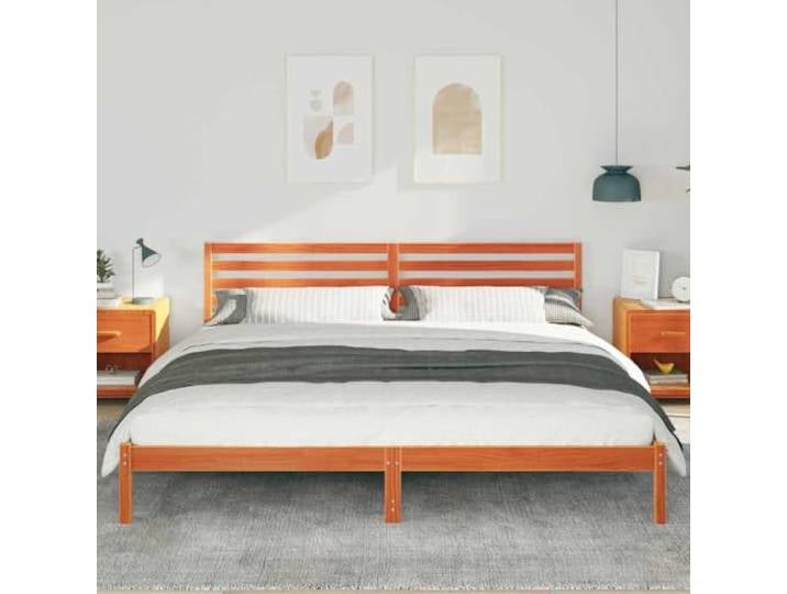 KTHLBRH Bettgestell Kiefer massiv 200 x 220 cm braun Plattform-Design, glatte Oberfläche, minimalistischer Stil, geeignet für Doppelzimmer