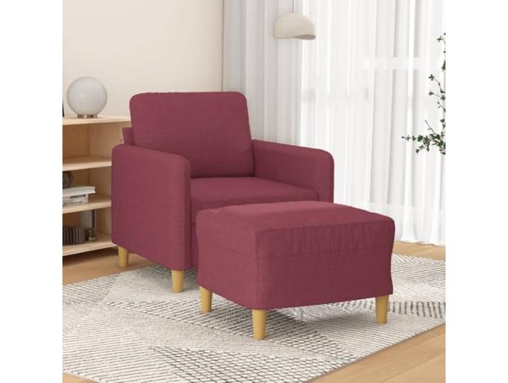 HEFZGDB Weinroter Sessel mit Hocker 60 cm Stoff Polsterstuhl Wohnzimmer Sitzgruppe Relaxsessel mit Fußbank strapazierfähig atmungsaktiv Robustes Gestell gepolsterte Sitzfläche