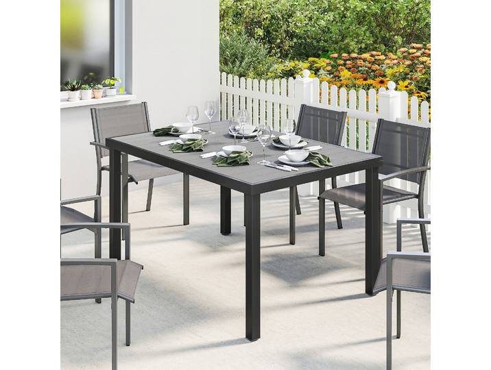 Outsunny Table de Jardin 6 Pers. Acier 140x90x74cm Gris