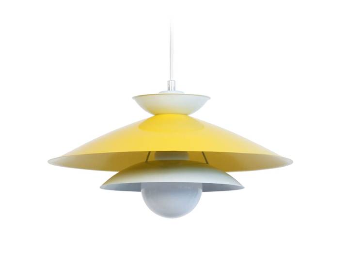 Suspension métal blanc abat-jour jaune