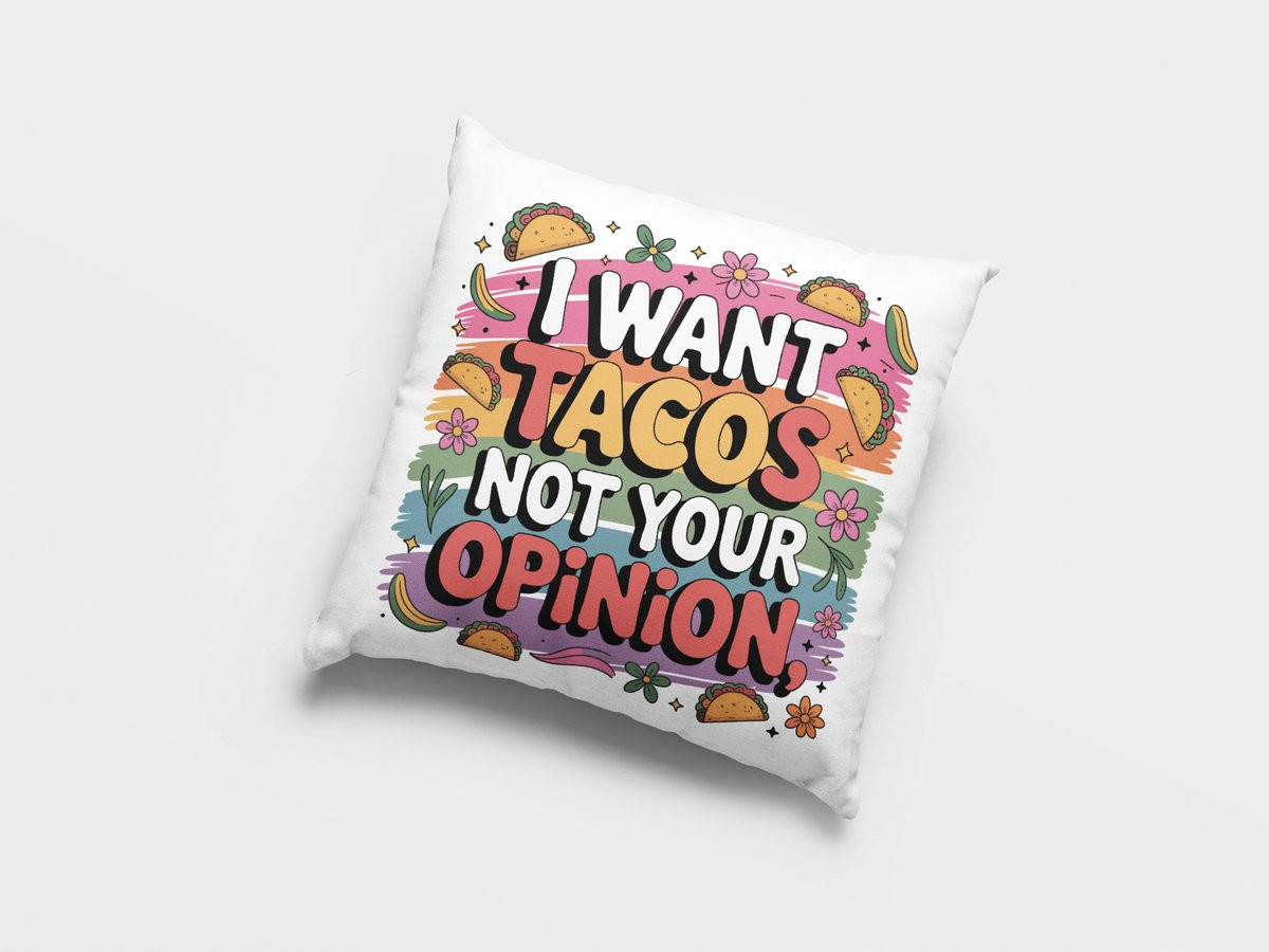 Grappig Taco Lover Sierkussen met Retro Regenboog Snack Design
