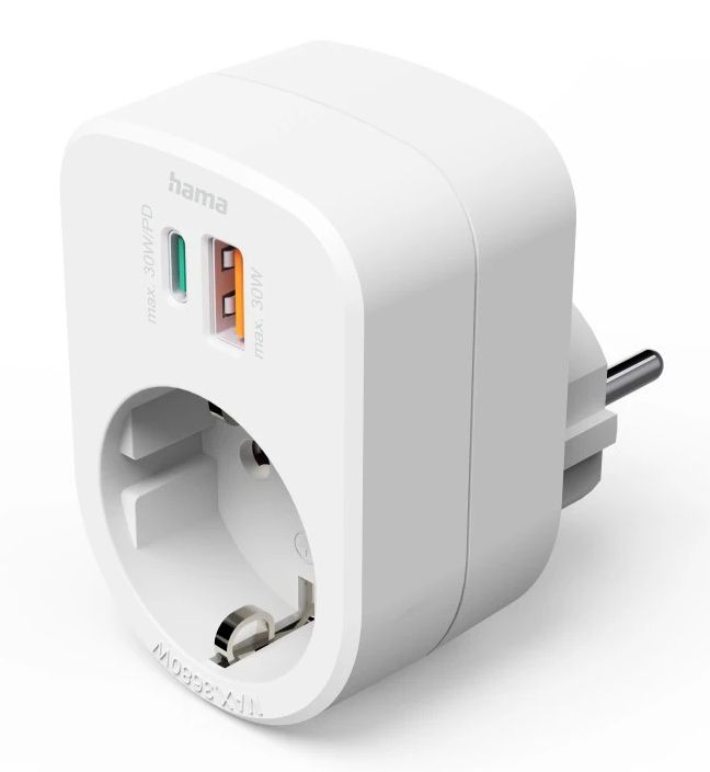 Hama 223343 Mehrfachstecker 3er 1 USB-C PD 1 USB-A 1 Schutzkontakt 30 W (Weiß) 00223343