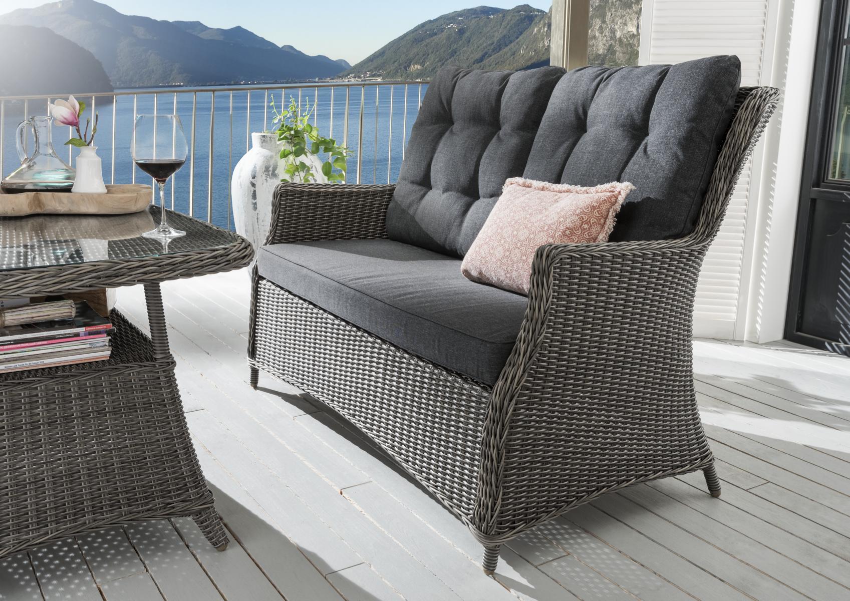 Destiny 2-Sitzer Gartensofa CASA, Polyrattan, inkl. Polster, vintage grau