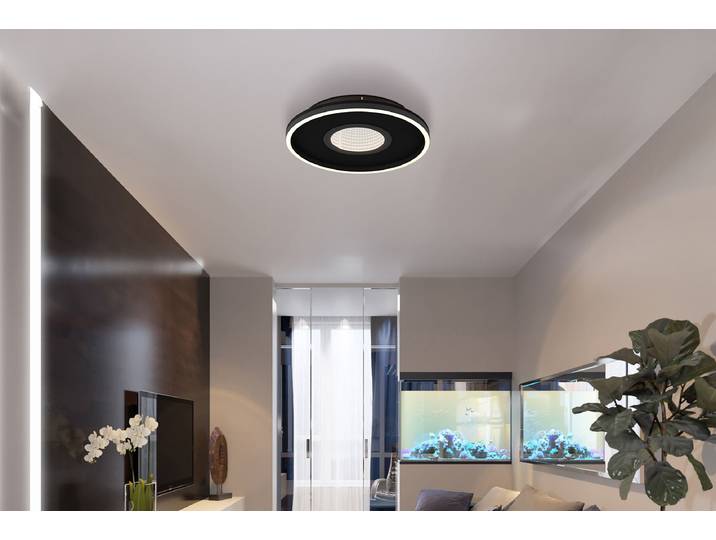 Plafonnier LED Ø 40cm Noir Feutre LED non-remplaçables Module LED