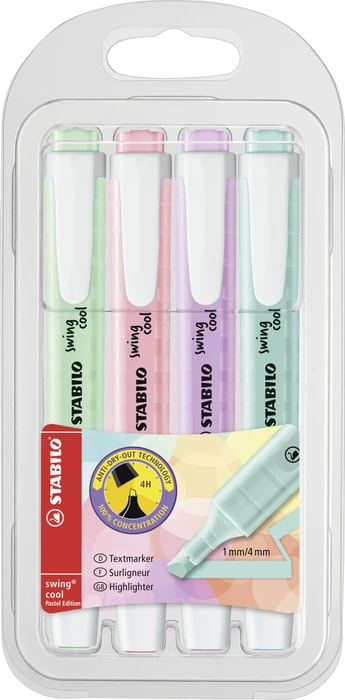 STABILO Swing Cool Pastel - 4 Stück Packung - neue Farben