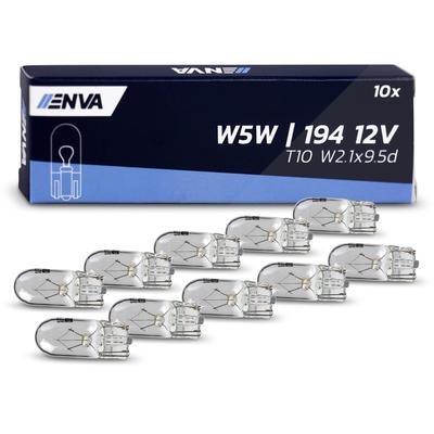 Enva Glassockel Glühlampe W5W T10 5W 12V - 10 Stück [Hersteller-Nr. 40843083] für Nissan, Audi, Ssangyong, Lincoln, Mazda, Iveco, Infiniti, Lada, Pont