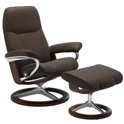 Stressless Sessel mit Hocker Consul Signature Leder Braun Batick Brown M (Medium)