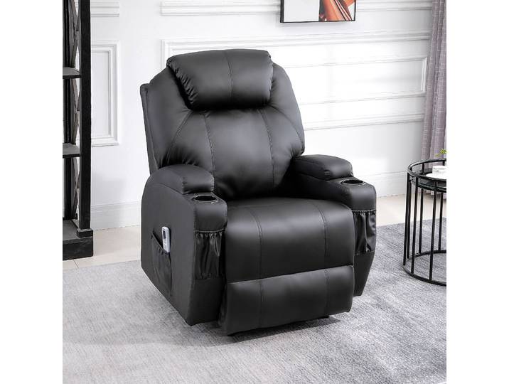 HOMCOM Fauteuil Massage Noir Relax Électrique Luxe