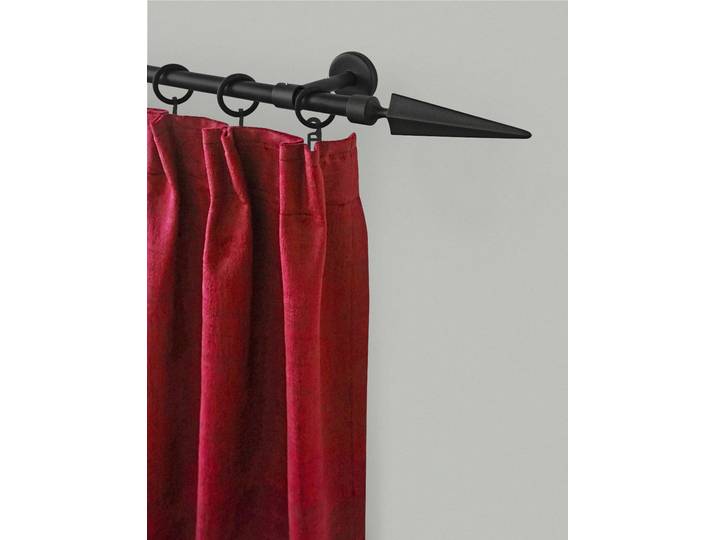 Gardinenstange GARESA RUSTIKA , schwarz, L:170cm Ø:16mm, Metall, Gardinenstangen, Gardinenstange, rustikale Vorhanggarnitur, verlängerbar, m. Ringe, Endknopf Speer