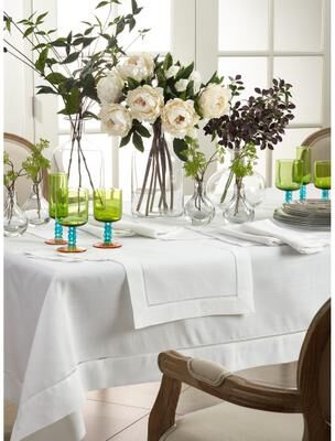 Saro Lifestyle Classic Hemstitch Table Runner - Textured Border Runner for Dining & Formal Entertaining