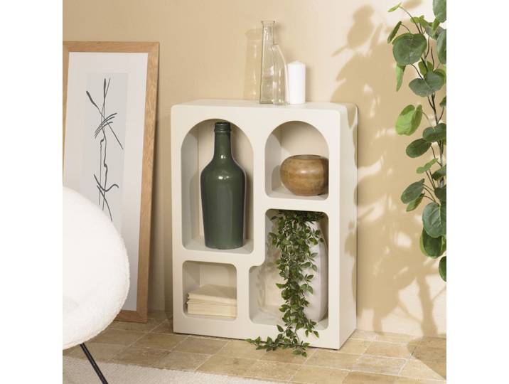 Helena - Etagère 4 Niches 60x24cm En Bois Peint Couleur Beige