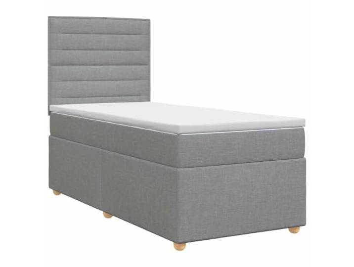 RJPLMFV Boxspringbett mit Matratze, Hellgrau, 100 x 200 cm Verstellbares Kopfteil, Lattenrahmen, waschbare Bezüge, mittlerer Komfort