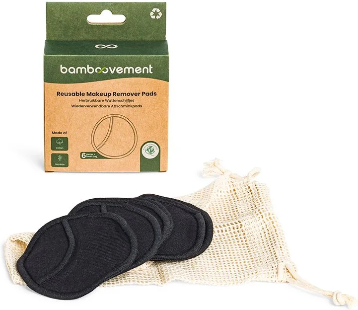 Bamboovement Bamboo Cotton Makeup Remover Pads Black 6 Units