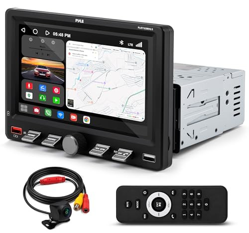 Pyle 7 Inch Single DIN Autoradio met Touchscreen, CarPlay, Android Auto, Bluetooth en Achteruitrijcamera