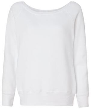 Bella + Canvas 7501 Women's Wide Neck Sweatshirt in Solid White Triblend size Medium   Fleece B7501, BC7501
