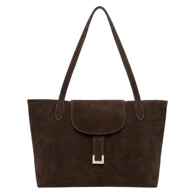 Henkeltasche NERO GIARDINI "Nero Giardini Taschen Veloursleder", Damen, Gr. onesize, braun (dunkelbraun), Veloursleder, Taschen