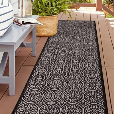 World Rug Gallery Transitional Floral Circles Textured Flat Weave Indoor/Outdoor Area Rug