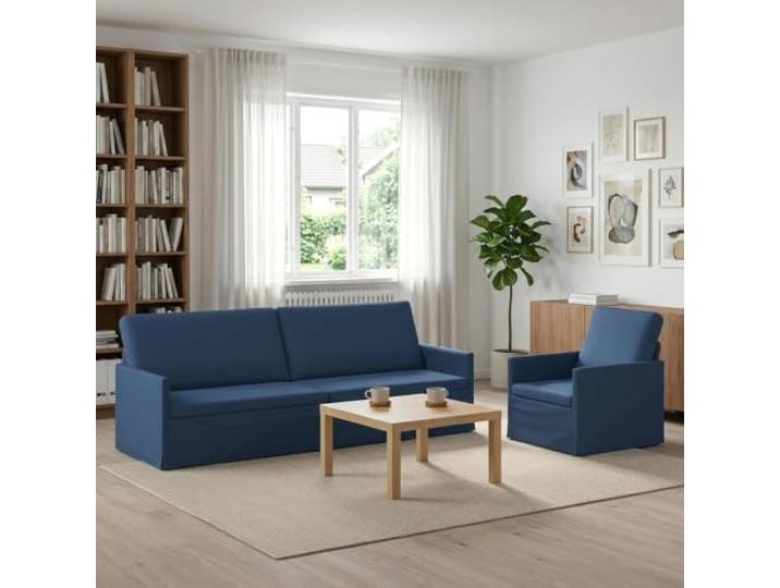 Sofa-Set 2 Pcs Blau Stoff Metallrahmen,Schaumstofffüllung,Kissen-Rücken,100 % Polyester,leicht zu reinigen