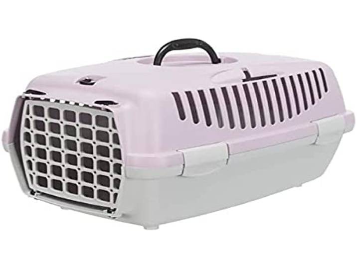 TRIXIE Transportbox Capri 1 – XS – 32 x 31 x 48 cm – lichtgrijs en paars – voor honden