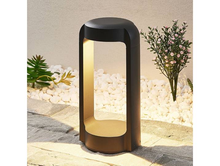 LED Sockelleuchte Habsa Lucande, schwarz, Aluminium, Modern
