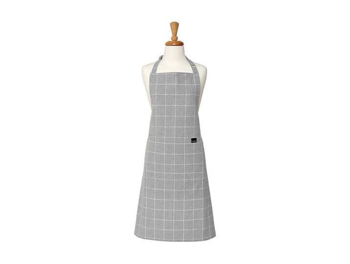 Kochschürze LADELLE Eco Check 70 x 89 cm , grau, B:70cm L:89cm, Baumwolle, Schürzen, Kochschürze