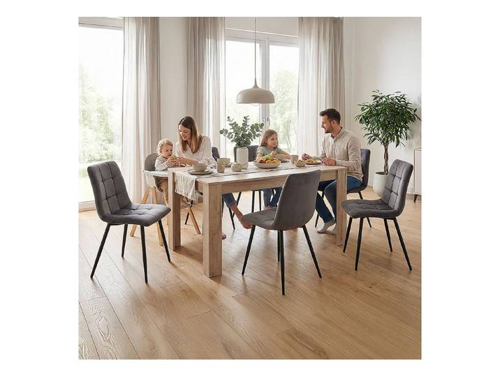 Homestyle4u Esstisch Esszimmertisch 80x135 Holztisch Küchentisch Eiche Grau modern kompakt, Eichenoptik, kompakt, robust