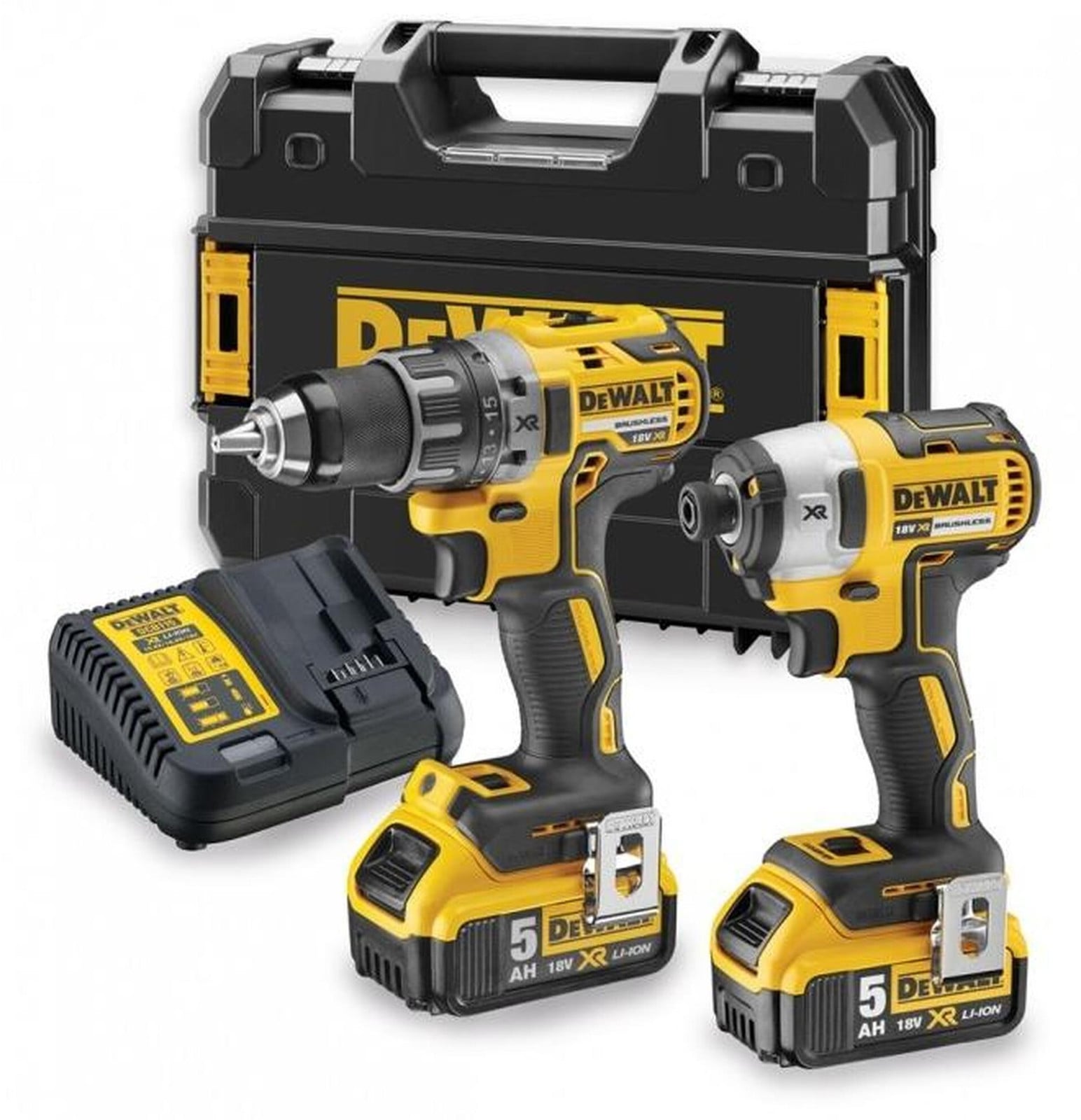 DeWALT DCK268P2T-QW Elektrische schroefboormachine en slagmoersleutel, zwart/geel