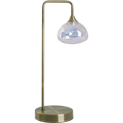 NÄVE LED Tischleuchte "Varna", grau (messingfarben), 1, Ø 17,5cm H: 45cm, 1 Stk., Leuchten, 1 flg. irisierendes Glas incl. 6 LEDs warmweiß Gestell messing, LED Tischleuchte