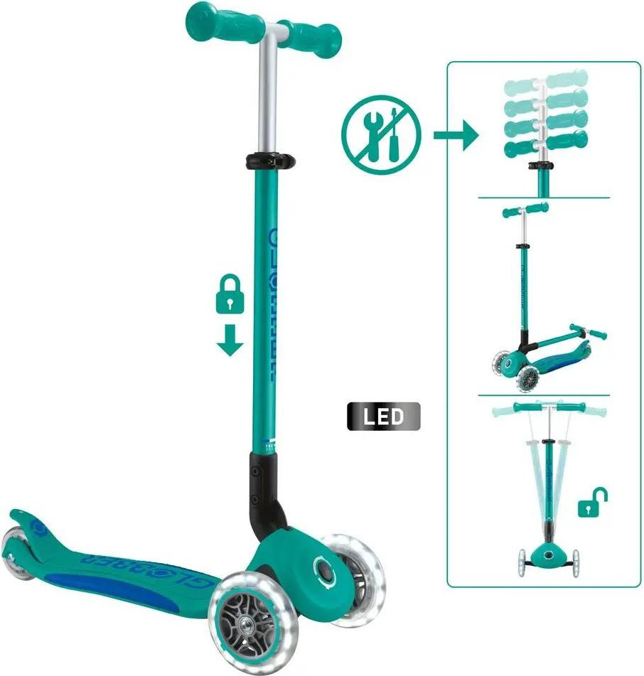 Globber Primo Foldable Plus lampen turquoise/donkerblauw