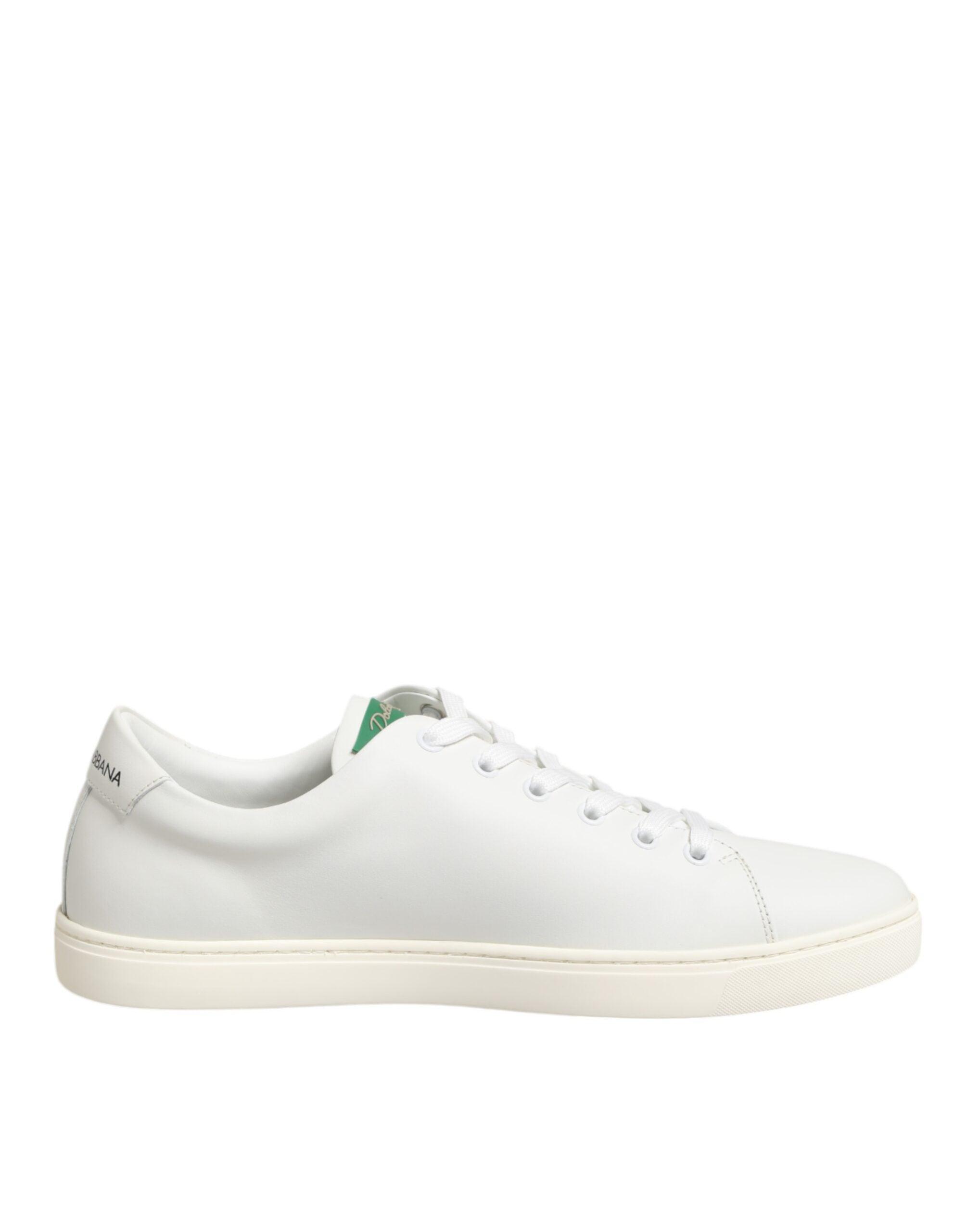 Dolce & Gabbana Witte Leren Schoenen met Rozenborduursel Laag Model
