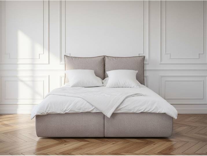 Lit coffre GARANCE avec tête de lit effet oreiller 160x200