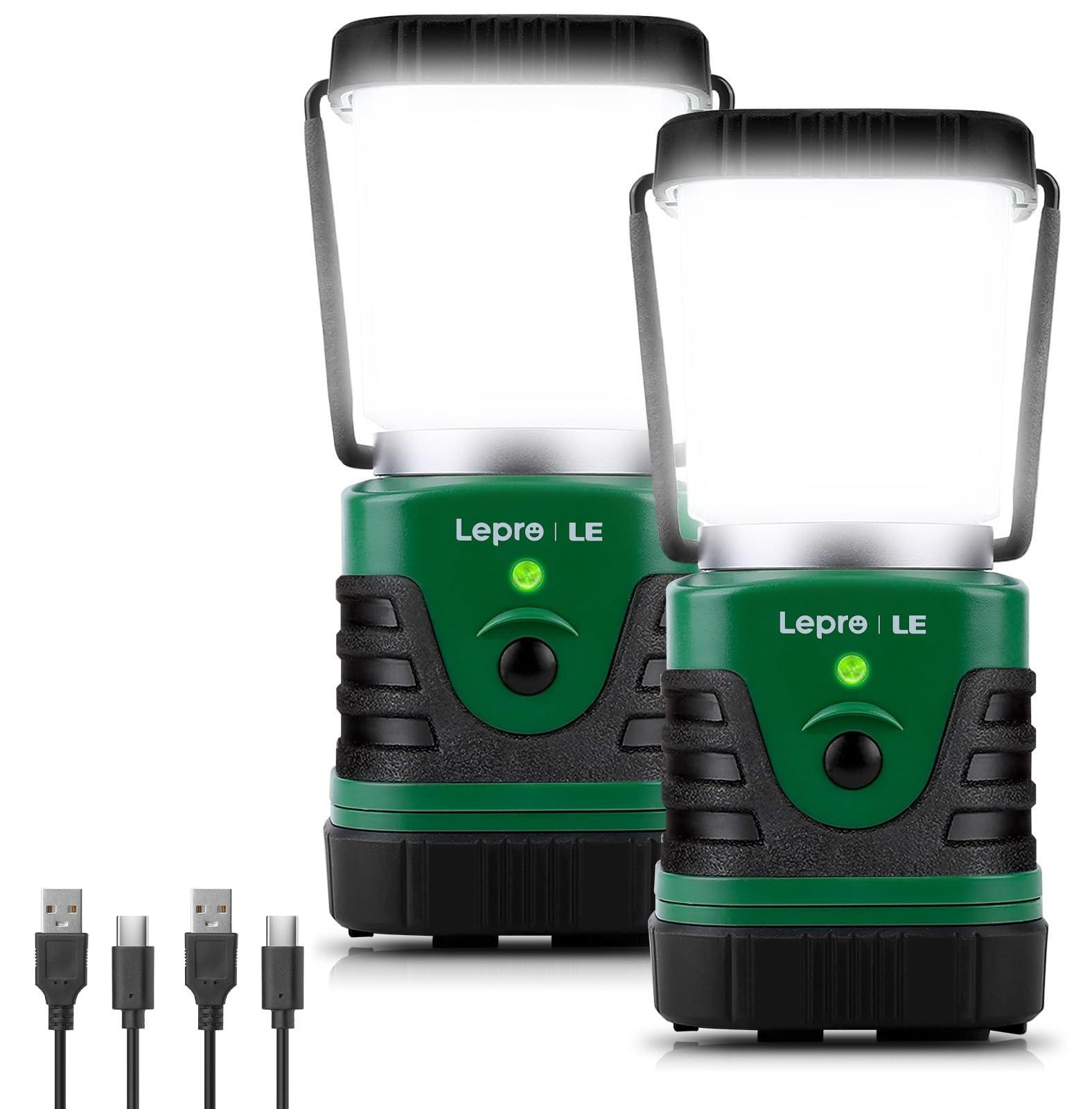 Lepro LED Campinglamp, oplaadbaar, Groen, 2 stuks