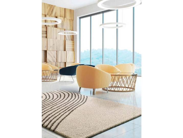 Tapis ATTICGO shaggy abstrait 80 x 150 cm LUSH COASTALINA blanc / noir