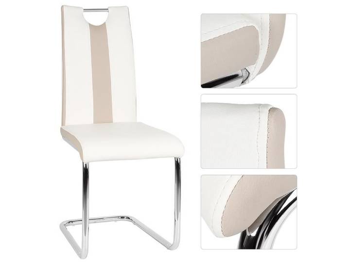 Lot de 2 Chaise Salle à Manger - VARIVIDA - Cantilever - Dossier Haut Ergonomique - Beige